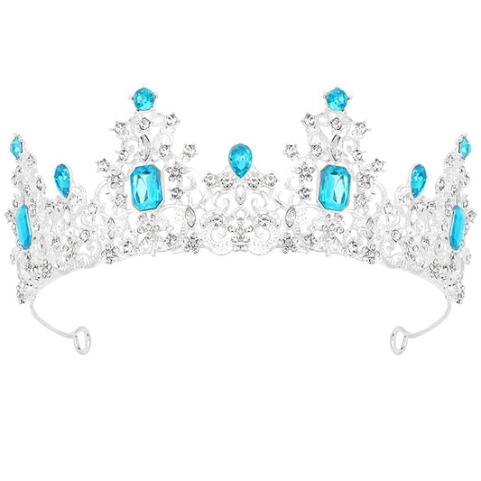 Didder Light Blue Princess Crown Birthday Tiara Prom Queen Tiaras and Crowns for Women and Girls Halloween Costume Hair Accessories Bridal Wedding Headpiece