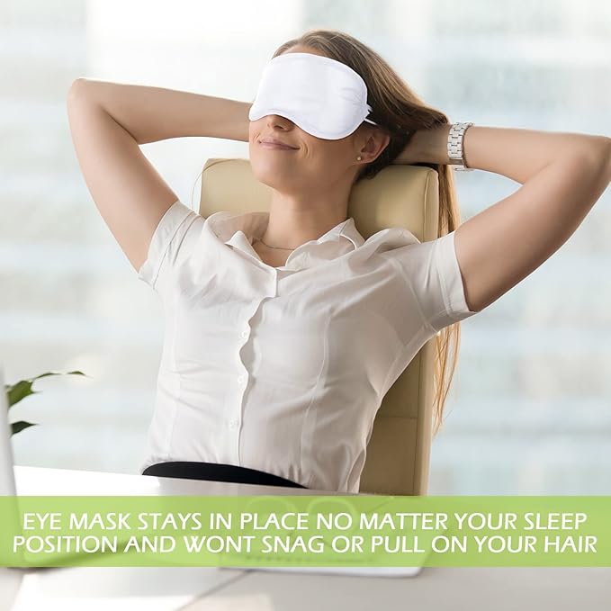 Tarpop 200 Pcs Eye Mask Sleeping Blindfold Eye Cover with Adjustable Strap for Games Party Team Building Travel Individually Wrapped Sleep Mask for Women Men(White)