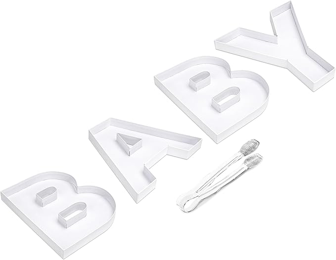 Baby Letter Boxes - Gender Reveal Decor, Fillable Cardboard Letters for Charcuterie Boards, Baby Shower Decorations