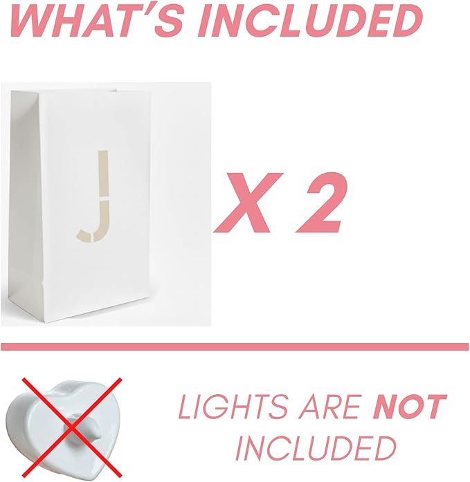 Light Up Letter J - Luminary Bags Perfect for Personalized Happy Birthday Banner, Proposal Decorations, Engagement Party Decorations and Congratulations Banner for Your Loved One