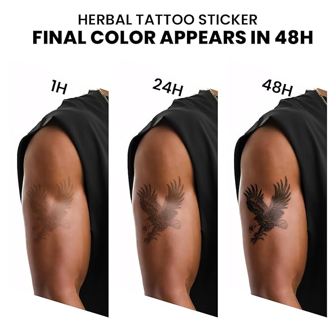 2 Sheets Semi Permanent Tattoos, Temporary Tattoo for Men & Women, Lasts 7-15 Days Water-Resistant Fake Tattoo Stickers, Realistic, Non-Reflective & Safe for Skin