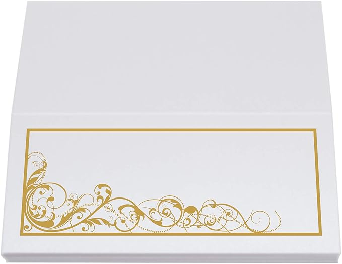 Scribble Vintage Swirl Place Cards, Gold (Choose Color), Set of 60, Pre-cut and Scored - Wedding, Party, Dinner, and Special Events - Made in the USA