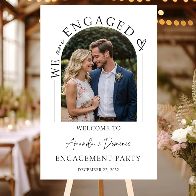 Personalized Engagement Welcome Sign – Minimalist Engagement Party Yard Sign – We’re Engaged Signs – Engagement Party Decorations for Couple - She Said Yes! (Version 8)