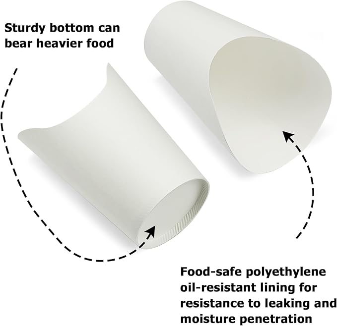 CAMKYDE 50 Pcs Disposable White Charcuterie Cups, 16oz French Fries Holder French Fry Cups for all Occasions (16oz, White)