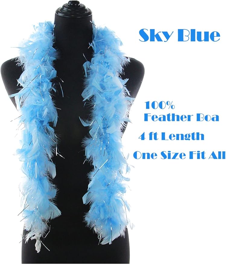 Feather Boa with Heart Rimless Sunglasses,4 ft Feather Boa for Bachelor Party Halloween Christmas Costume Accessory