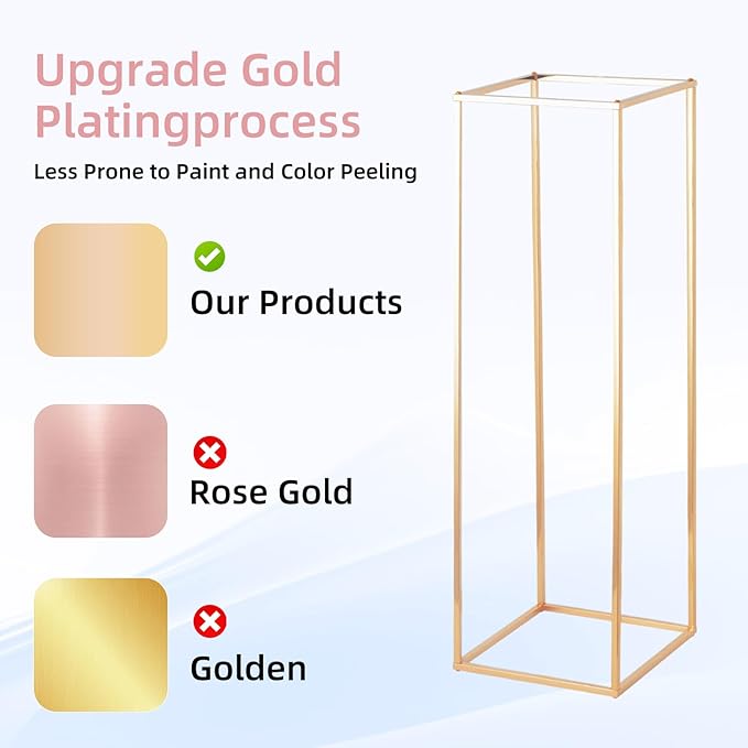 32in Tall Metal Column Wedding Flower Stand - 10pcs Large Centerpieces for Event Party Home Decorations, Gold