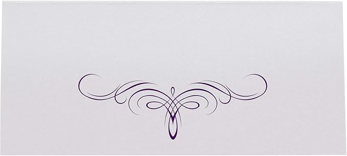 Decadent Flourish Place Cards, Eggplant (Choose Color), Set of 25, Pre-cut and Scored - Wedding, Party, Dinner, and Special Events - Made in the USA