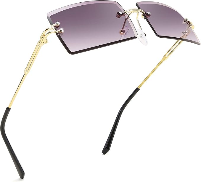 FEISEDY Vintage Rimless Sunglasses Rectangle Frameless Candy Color Glasses Women Men B2642