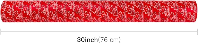 WRAPAHOLIC 30 Inch Jumbo Reversible Red Christmas Wrapping Paper - 30 Inch x 100 Feet Jumbo Roll Merry Christmas and Solid Red Wrapping Paper for Holiday, Party Celebration