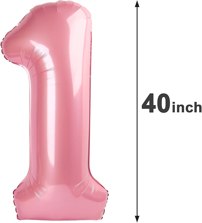Pearlescent Pink Number 1 Balloon 40 inch, Number 1 Birthday Balloon for Boy Girl, Pearl Pink One Balloon for 1st 10 11 12 16 18 Birthday Party, Anniversary Celebration Number Balloons Decorations