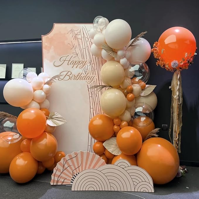 Burnt Orange Boho Balloon Garland Arch Kit, 155Pcs Pastel Brown Macaron Pink Balloons for Fall Baby Shower ThanksGiving Birthday Party Decorations