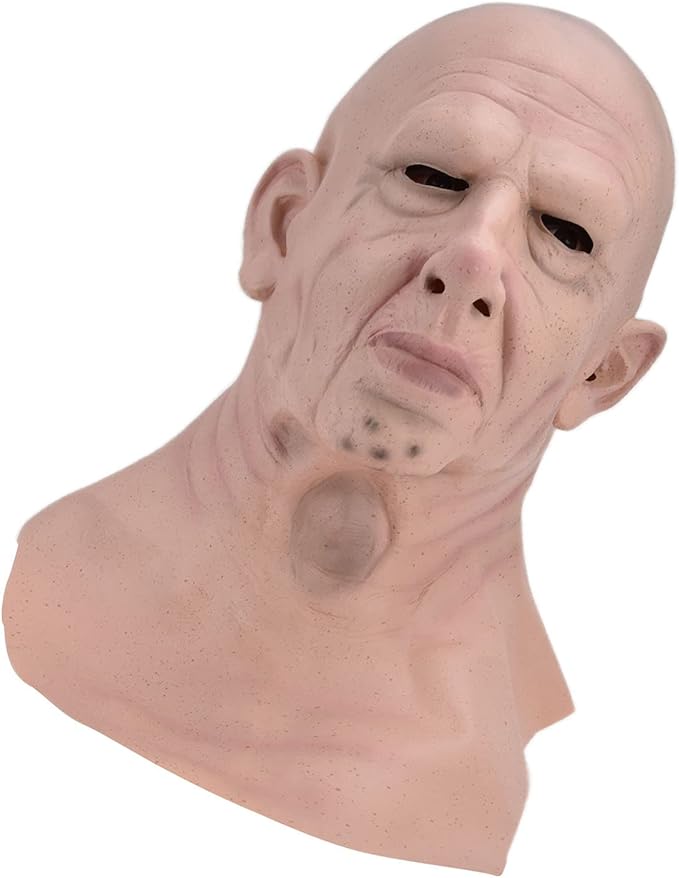 Realistic Bald Head Man Latex Human Face Funny Scary Halloween Costume Cosplay Props for Halloween Parties and Haunted Houses Suitable for Adults and Teens Over 14 Years Ol