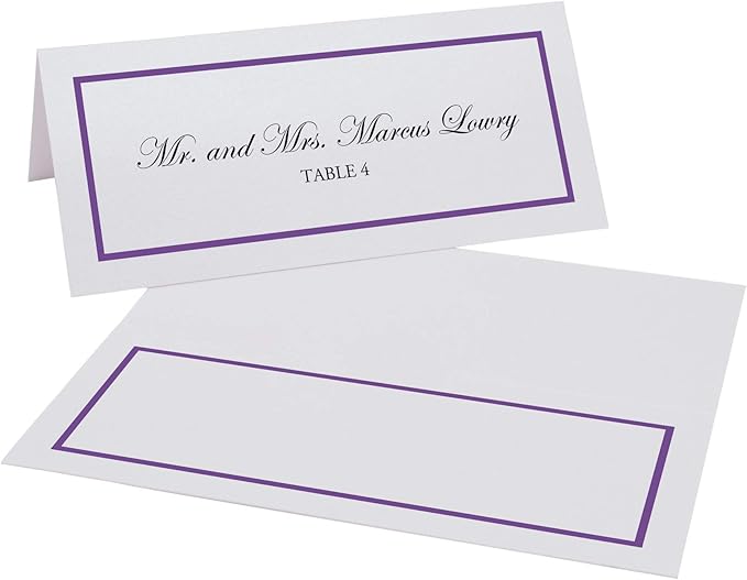 Single Line Border Place Cards, Purple (Choose Color), Set of 150, Pre-cut and Scored - Wedding, Party, Dinner, and Special Events - Made in the USA
