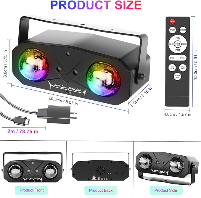 Disco Lights Disco Ball, Sound Activated Party Light with Roating Disco Ball,Star Projector,Ocean Light and Laser Lights for Party DJ KTV Club Wedding Festivals Stage Dancing Christmas