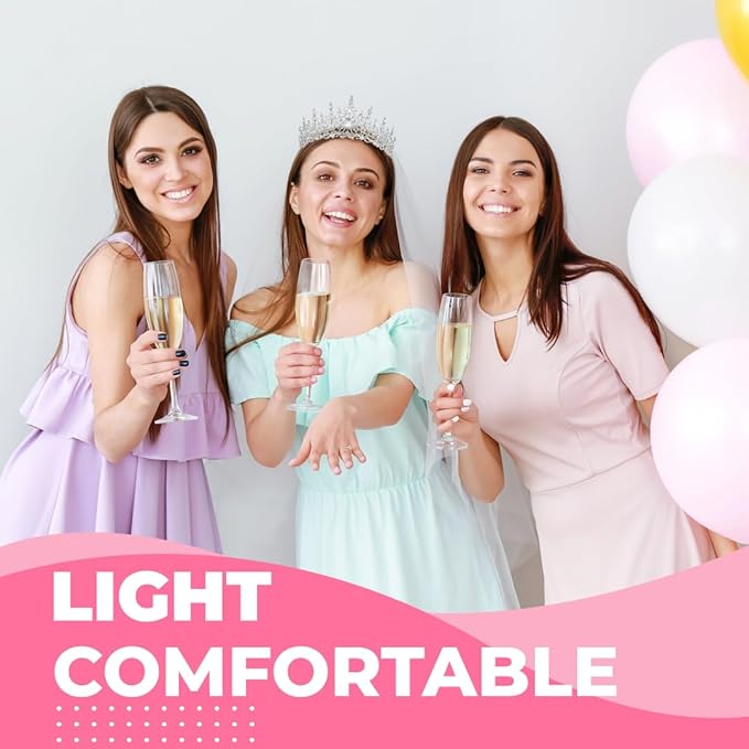 Birthday Tiara Crown with Sash for Women, Headband Hair Accessories for Wedding Party Costume Silver