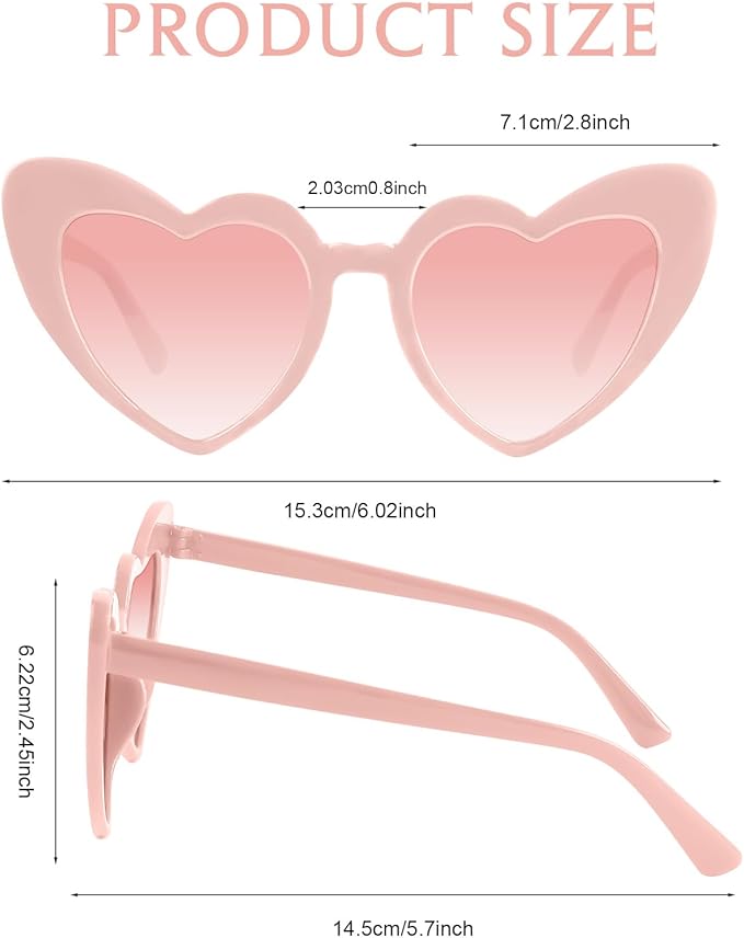 5/10/20 Pack Heart Sunglasses Bachelorette Vintage Heart Shaped Glasses for Wedding Bridesmaid Party Favor