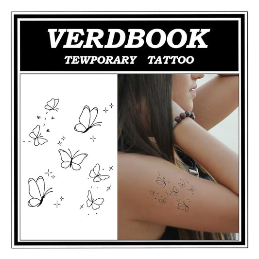 Waterproof Temporary Tattoos: 2-Sheet Tattoo Kit with Realistic Body Stickers, Semi-Permanent Tattoos for Adults Lasting 7-15 Days – Safe for Men & Women, Butterfly Collection