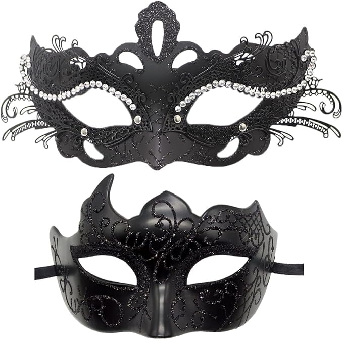 Coolwife Couples Masquerade Masks Metal Venetian Mardi Gras Party Evening Prom Costume Mask