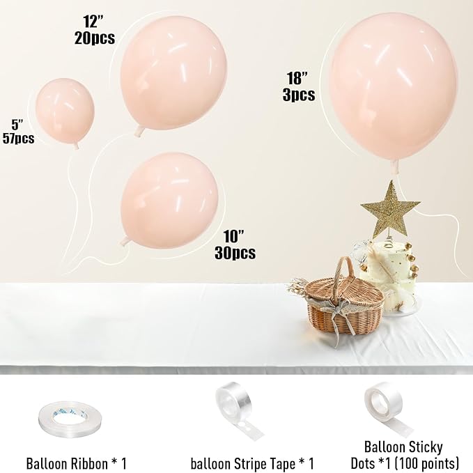 Double Stuffed Blush Balloons Different Sizes Cream Blush Pink Balloon Garland Arch Kit 18 12 10 5inch Pastel Peach Nude Helium Latex Balloons for Boho Birthday Wedding Bridal Shower Party Decorations