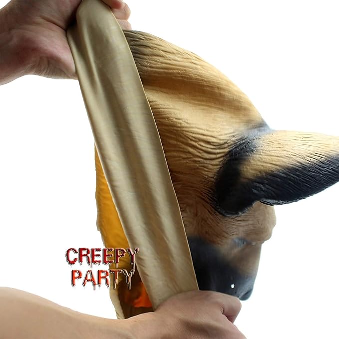 Dog Head Mask Halloween Party Dog Costume Masks Mask Underdog Costume Latex Animal Head Mask (German shepherd)