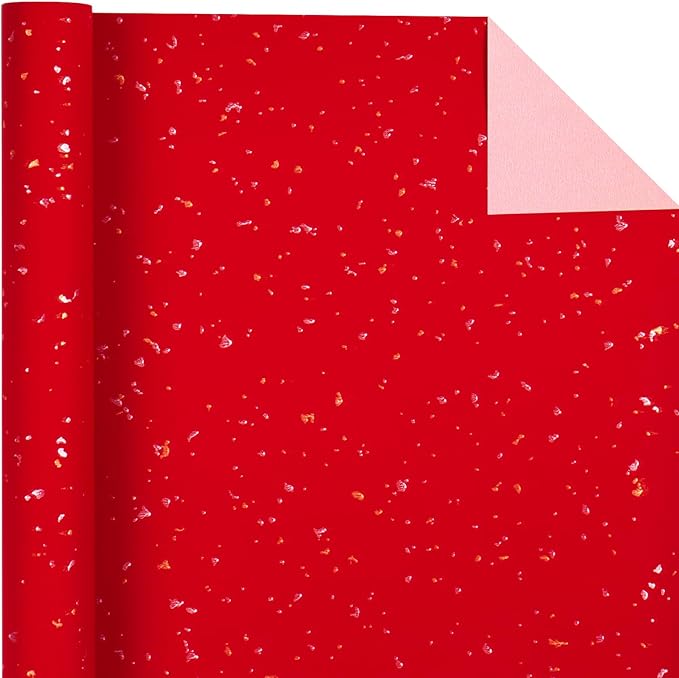 WRAPAHOLIC Red Wrapping Paper Roll - Mini Roll - 17 Inch x 16.5 Feet - Gold Red Christmas Wrapping Paper with Silky Touch Perfect for Christmas, Birthday, Wedding, Baby Shower, Holiday