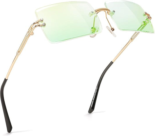 FEISEDY Vintage Rimless Sunglasses Rectangle Frameless Candy Color Glasses Women Men B2642