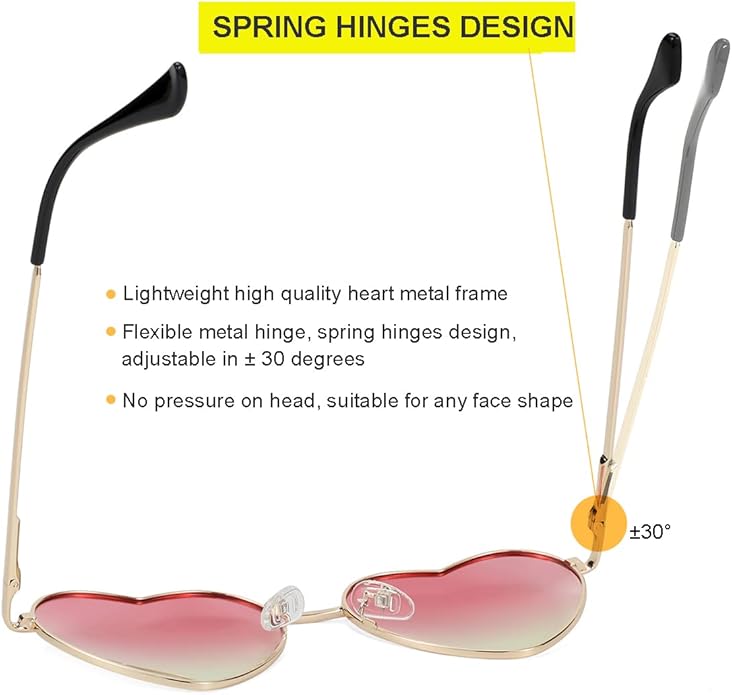 JOVAKIT Polarized Heart Sunglasses for Women Fashion Lovely Style Metal Frame UV400 Protection Lens