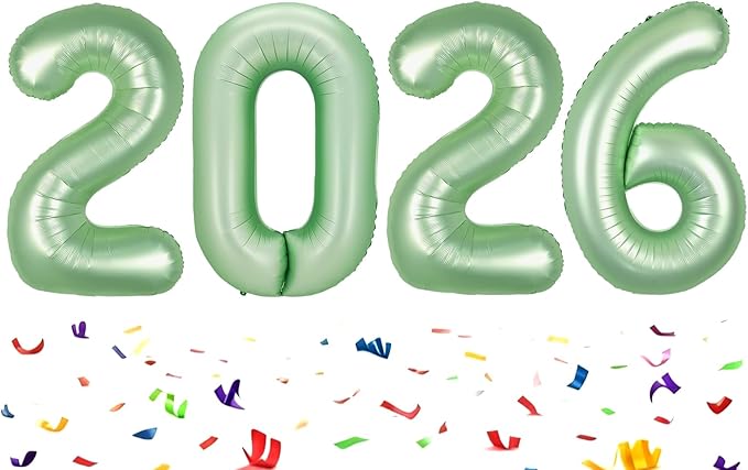 2026 number balloon green olive