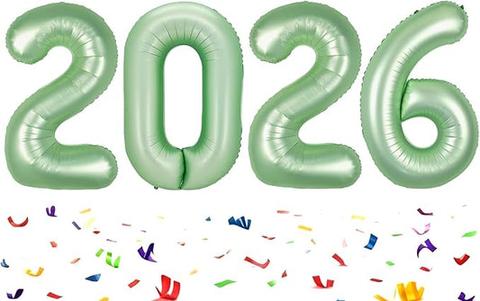 2026 number balloon green olive