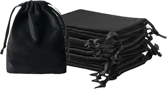 12pcs Black Velvet Drawstring Bags 3x4 inches Small Velvet Cloth Gift Bags Jewelry Pouches for Storage Wedding Party Favor Christmas