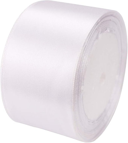 ATRBB 25 Yards 1-1/2 inch Wide Satin Ribbon Perfect for Wedding,Handmade Bows and Gift Wrapping(White)