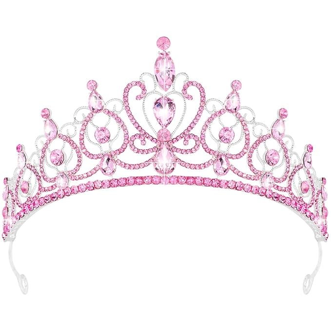 TODDER Pink Tiara for Women Girls Rhinestone Princess Queen Crowns Crystal Headband for Girls Wedding Hair Accessories for Bridal Birthday Party Prom Halloween Cosplay Holidays