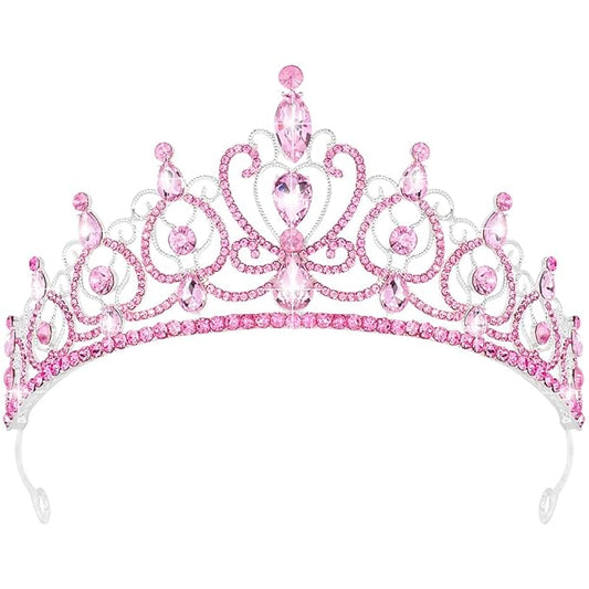 TODDER Pink Tiara for Women Girls Rhinestone Princess Queen Crowns Crystal Headband for Girls Wedding Hair Accessories for Bridal Birthday Party Prom Halloween Cosplay Holidays