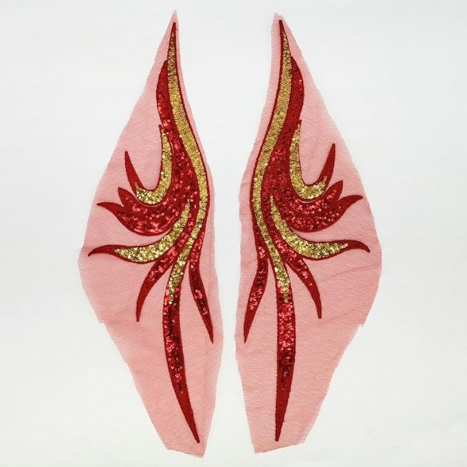 Sequin Embroidery Phoenix Tail Sticker Embroidery Cloth Sticker Stage Performance Costume Dress Decoration Accessories (red)