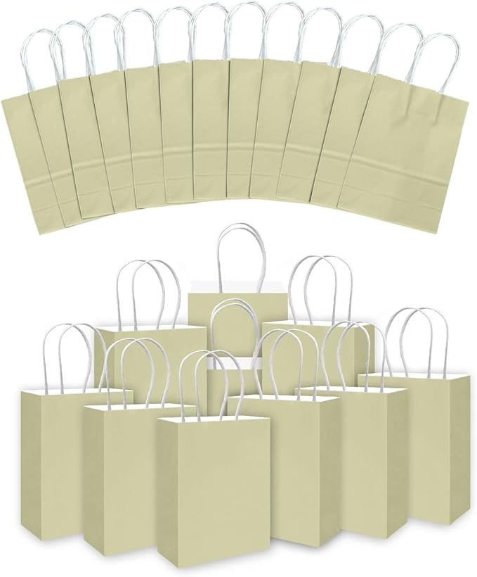 qiqee 30PCS Medium Gift Bag with Handles Bulk 11"x5"x8" Gift Bags Eggshell Green Bags Multiple Uses (Medium Size)