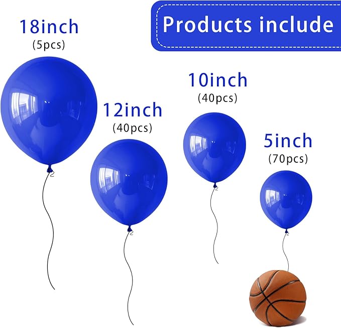 Blue Balloons 145 pcs Royal Blue Party Decorations Different Sizes of 18 12 10 5 Inch Dark Blue Balloons for Balloon Garland or Balloon Arch as Graduation Baseball Patriotic Party Decorations