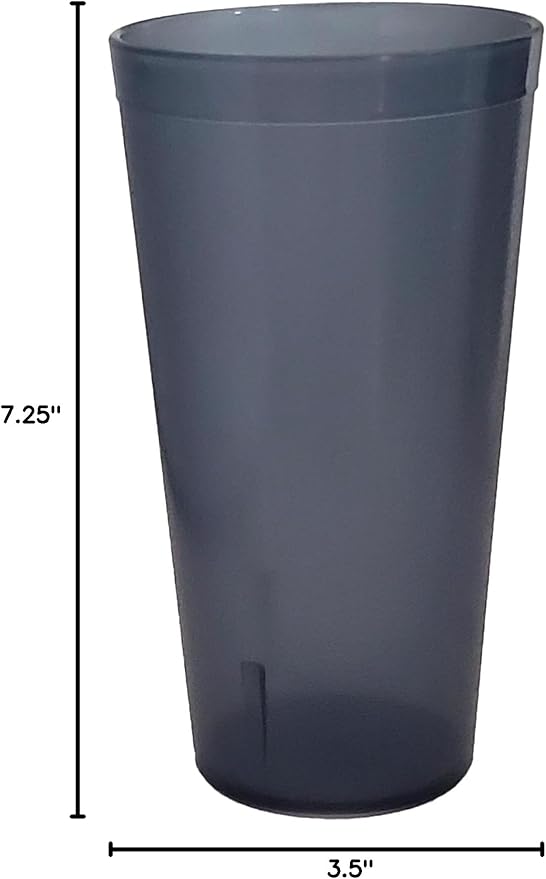 Party Outlaw Gray Plastic Cup Tumblers 6 Pc 24oz Lightweight, Heavy Duty Stackable Cafe Style Plastic Glasses. Reusable & Dishwasher Safe Ice Tea & Water Cups