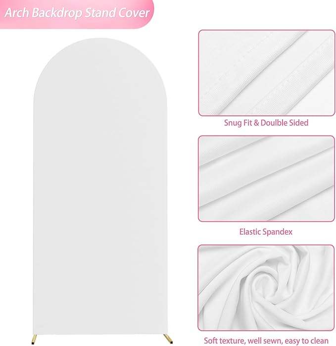 Wokceer 6 FT Wedding Arch Backdrop Stand and White Arch Cover Metal Arch Stand with Arch Stand Cover for Birthday Party Wedding Ceremony Bridal Baby Shower Event Decor, DoorCover 0.8M-White-K