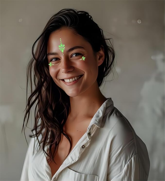 Noctilucent Face Gems Luminous makeup Temporary Tattoo Stickers Acrylic Crystal Glitter Stickers Face Jewels Rainbow Tears Rhinestone for Party, Rave Festival, Dress-up of ZLXIN(8 Pcs A Set)