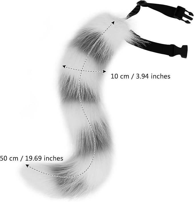 Faux Fur Fox Wolf Tail Animal Dog Furry Tails for Halloween Party Cosplay Accessory