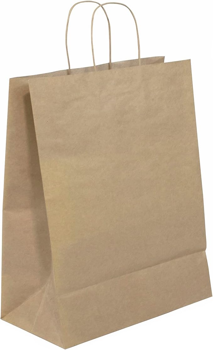 JET PAPER BAGS - 13”x7”x17” Inch [250 Pcs] Large Brown Paper Bags with Handles Prime for Takeout, Grocery, Goody, Retail, Party, Gifts, Weddings