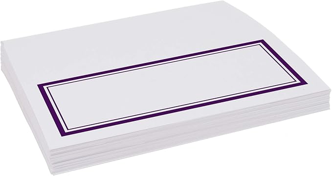 Double Line Border Place Cards, Eggplant (Choose Color), Set of 25, Pre-cut and Scored - Wedding, Party, Dinner, and Special Events - Made in the USA
