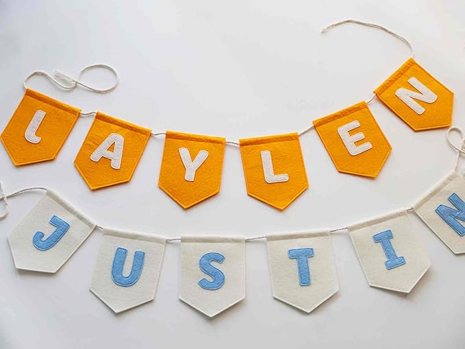 Personalized Premium Handmade Name Felt Bunting Banner for Nursery, Playroom, Special Occasion, Charming Wall Decoration, Customizable Choice of Colors and Letters, Meticulously Sewn