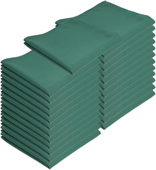 Arkwright Restaurant Cloth Napkins - (Pack of 25) Spun Polyester Dinner Napkin with Hemmed Edges - Ideal for Dinner, Wedding, Party, Banquet, Kitchen, 20 x 20 in, Green