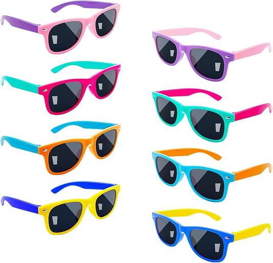 Pibupibu Kids Neon Colors Party Favor Supplies Unisex Sunglasses Pack of 8