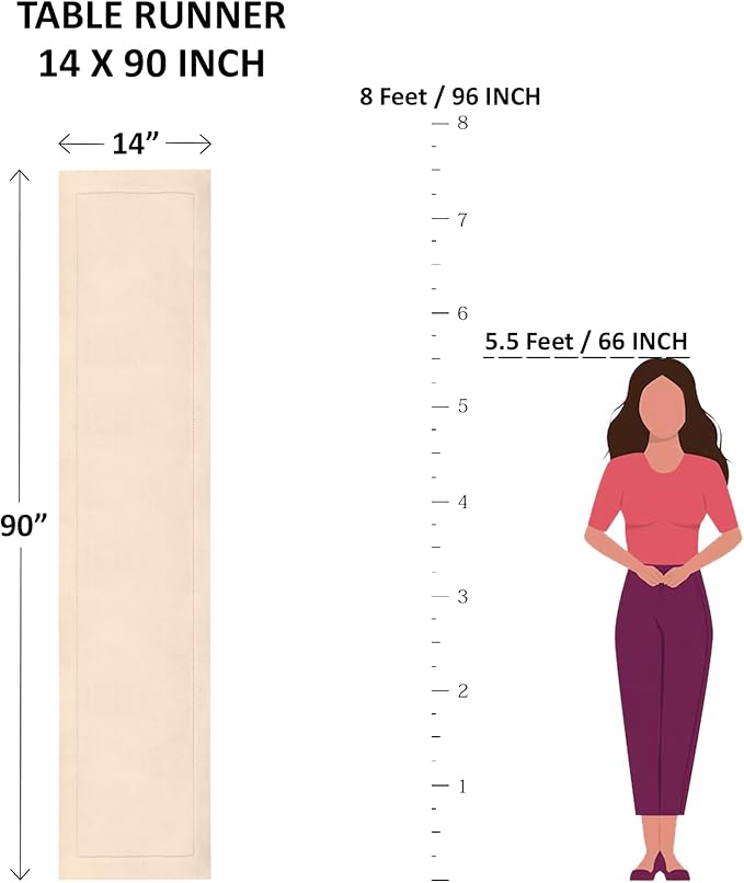 Solino Home Linen Table Runner 90 Inches Long - 100% Pure Linen Fall Harvest Plaid Table Runner 14 x 90 Inch for Dining, Autumn, Thanksgiving, Holiday