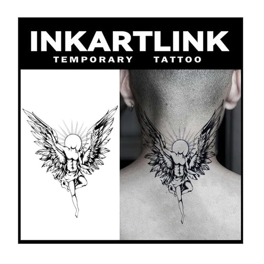INKARTLINK Tattoo Tech,2 Sheets Extra-Large Semi Permanent Tattoo,Adult Art Design Temporary Tattoos, Last 1-2 Weeks, Waterproof, Realistic look, No Adhesive, No reflection (Angel Design?