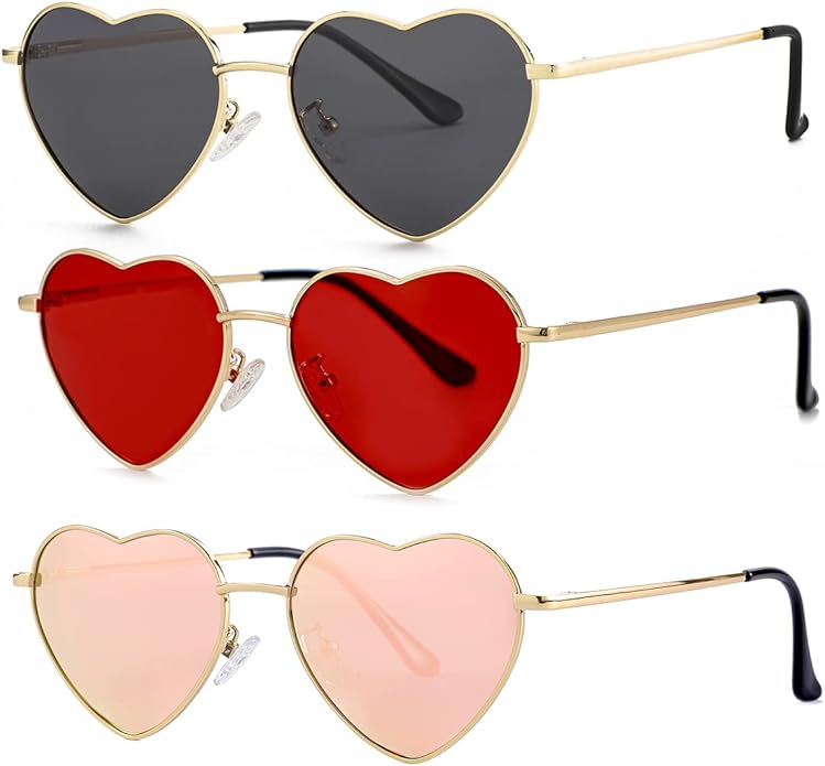 JOVAKIT Polarized Heart Sunglasses for Women Fashion Lovely Style Metal Frame UV400 Protection Lens