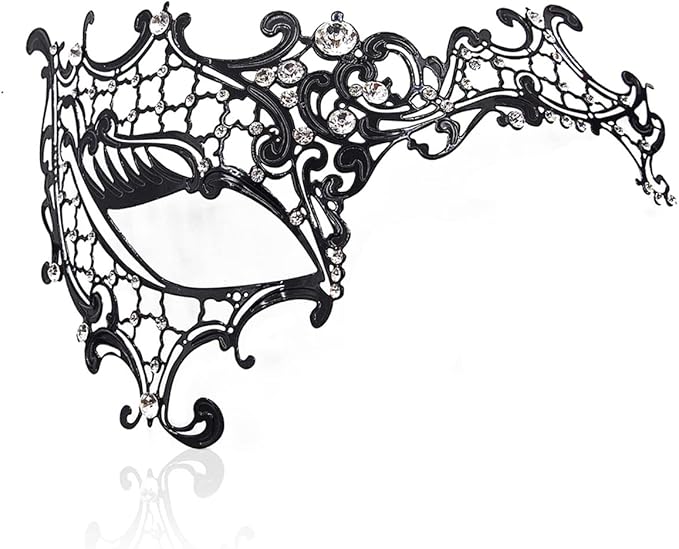 Masquerade Mask for Women Shiny Laser Cut Metal Rhinestone Mask Party Porm Ball Mask