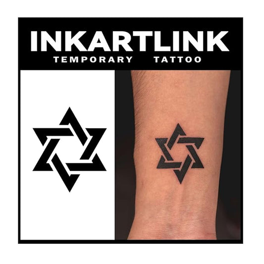 INKARTLINK Temporary Tattoos, 3 Sheets Small Semi Permanent Tattoo Adult Art Design Waterproof Temp Tattoo Party Favors Realistic Look, No Adhesive, No Reflection, Lasts 1-2 Weeks (Six Poinnted Star)